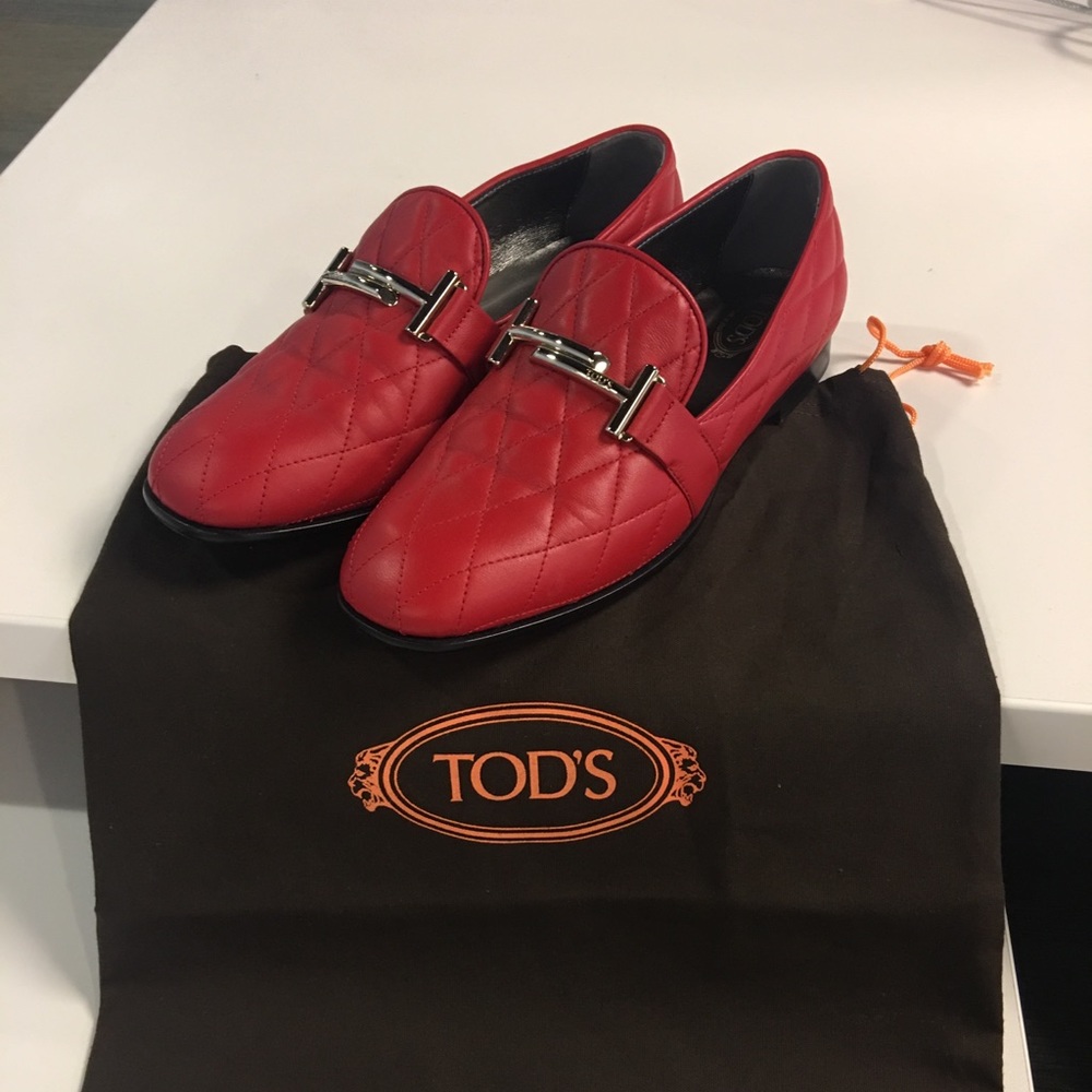 Women’s red loafers by Tod’s